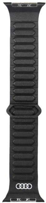 Audi Logo Genuine Leather Magnetic Ring Strap for Apple Watch 44 / 45 / 46 / 49 mm - Black