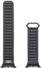 Audi Logo Genuine Leather Magnetic Ring Strap for Apple Watch 44 / 45 / 46 / 49 mm - Black
