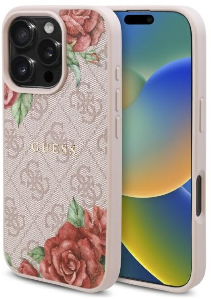 Guess GUHMP16XP4ROPEMCP iPhone 16 Pro Max 6.9" pink/pink hardcase 4G Flowers Print MagSafe