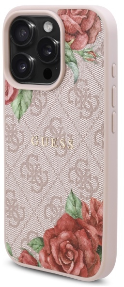 Guess GUHMP16XP4ROPEMCP iPhone 16 Pro Max 6.9" pink/pink hardcase 4G Flowers Print MagSafe