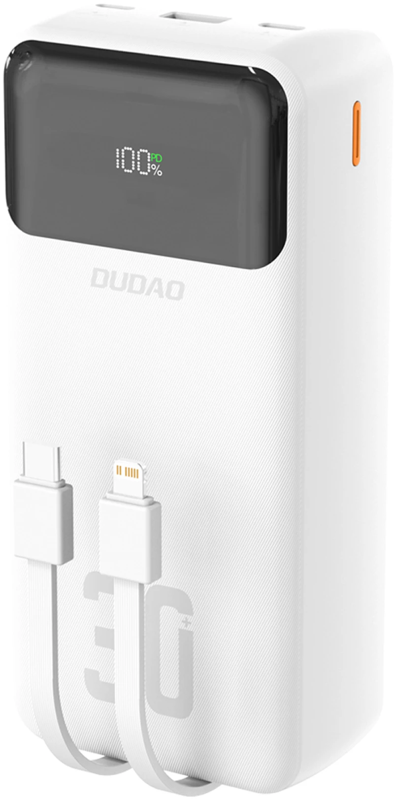 Dudao K15MAX 30000mAh PD 22.5W Powerbank with Built-in Cables - White
