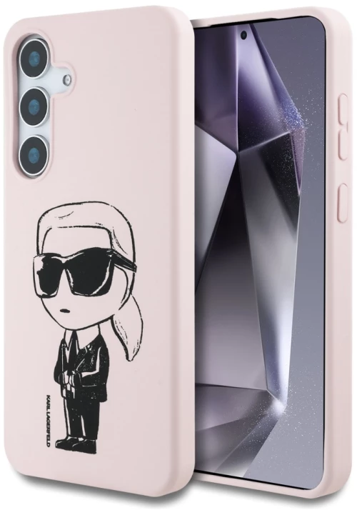Case Karl Lagerfeld Silicone Graffiti Ikonik Printed Logo MagSafe Samsung Galaxy S25 pink