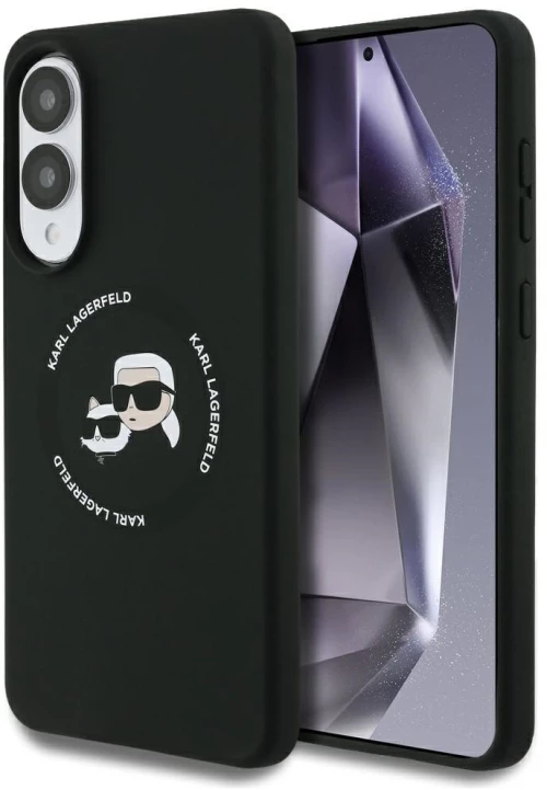 Karl Lagerfeld Silicone nauble Heads And Circle MagSafe case for Samsung Galaxy S25 Edge - black