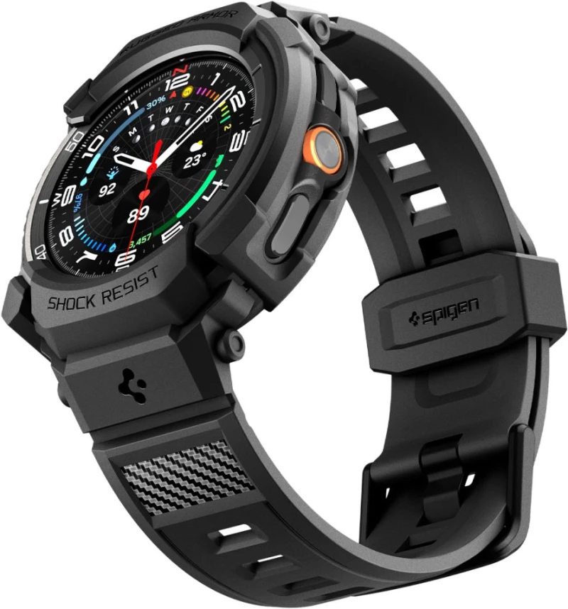 Spigen Rugged Armor Pro Strap for Samsung Galaxy Watch 8 Classic 46mm - Matte Black