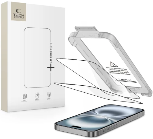 Tech-Protect Quick Set+ 2-pack tempered glass for iPhone 17 - black