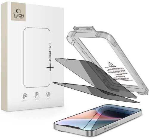 Tech-Protect Quick Set Spy+ Privacy Glass 2-pack for iPhone 13 / 13 Pro / 14 / 16e
