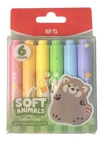 M&G Μαρκαδόροι Υπογράμμισης Mini Set 6τμχ Soft Animals