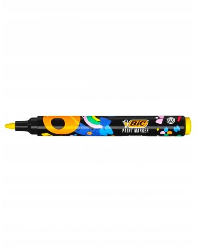 Bic Μαρκαδόρος Paint Marking Ακρυλικός Με Στρογγυλή Μύτη Κίτρινο