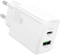 Φορτιστής Ταξιδίου Hoco N69 Nuevo PD20W 5V QC3.0A με 2 Εξόδους Φόρτισης 1xUSB-C και 1xUSB-A Λευκός