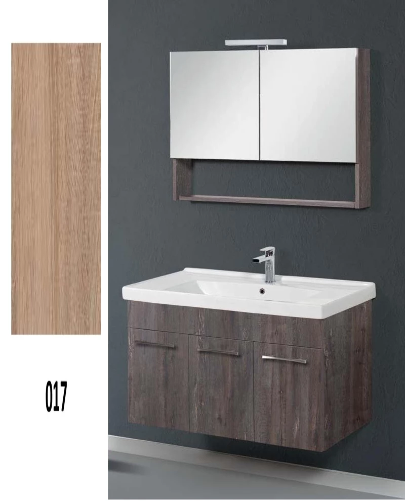 Έπιπλο Μπάνιου Cappuccino MDF Laminate Βάση, Καθρέπτης, Νιπτήρας 80cm 112