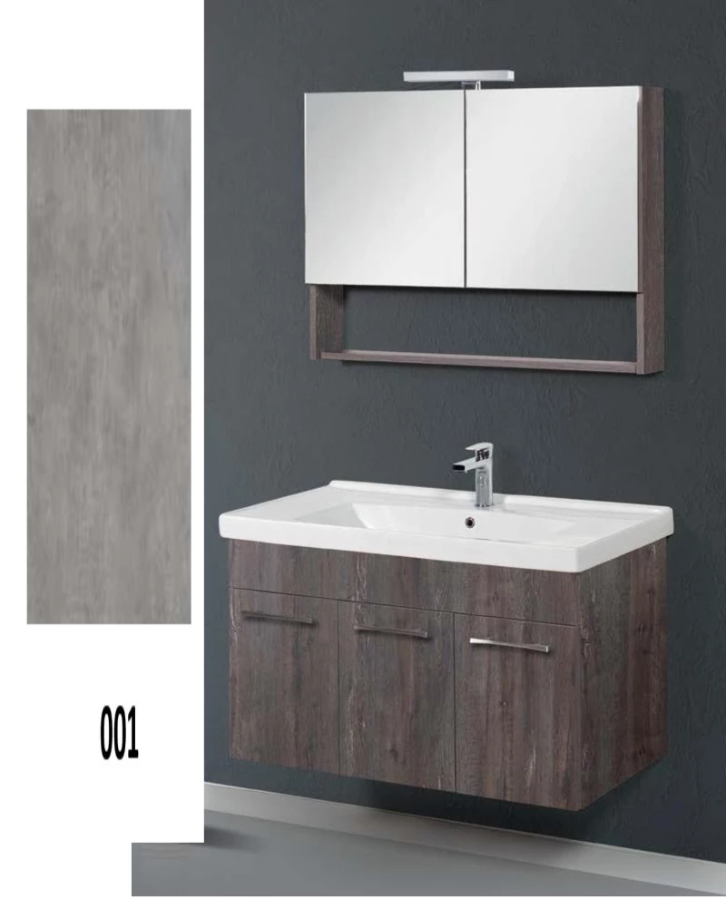 Έπιπλο Μπάνιου Cappuccino MDF Laminate Βάση, Καθρέπτης, Νιπτήρας 80cm 182