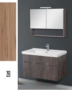 Έπιπλο Μπάνιου Cappuccino MDF Laminate Βάση, Καθρέπτης, Νιπτήρας 80cm 328