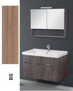 Έπιπλο Μπάνιου Cappuccino MDF Laminate Βάση, Καθρέπτης, Νιπτήρας 80cm 328