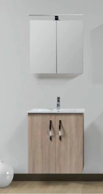 Έπιπλο Μπάνιου Promo MDF Laminate 017 Βάση,Νιπτήρας,Καθρέφτης & Φωτιστικό 80 x 46 cm