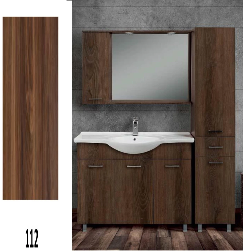 Έπιπλο Μπάνιου Economy MDF Laminate 85 Βάση, Καθρέπτης, Νιπτήρας, Στήλη: Χωρίς Στήλη 112