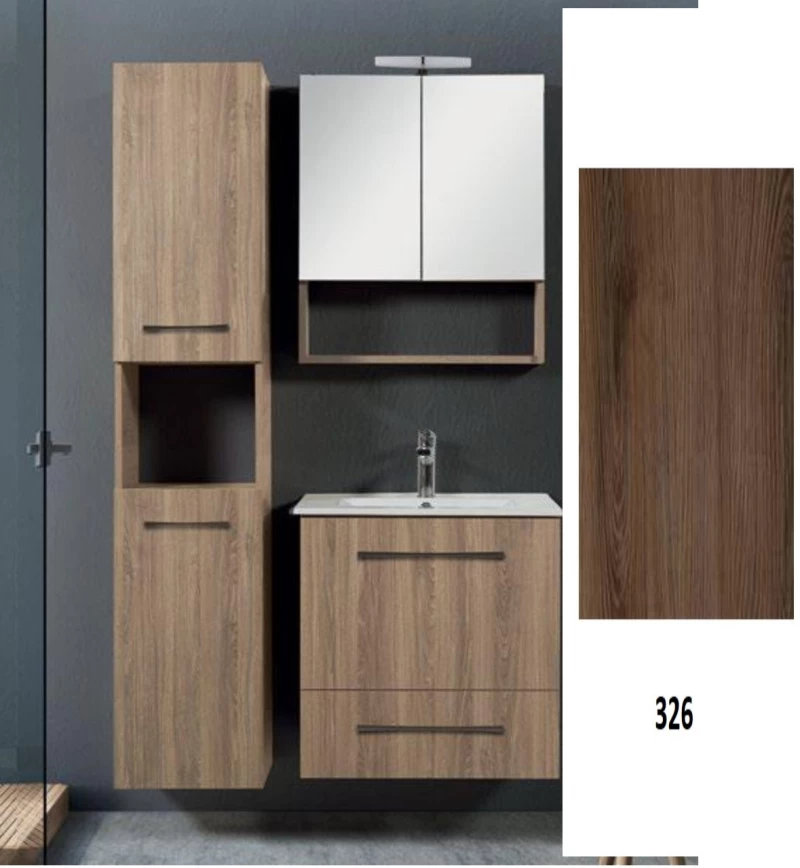 Έπιπλο Μπάνιου MDF Laminate Dual M 70cm Βάση, νιπτήρας, καθρέπτης  Στήλη: Χωρίς Στήλη 182