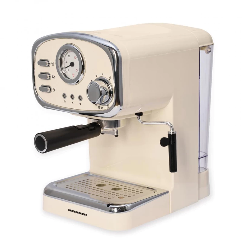 Heinner HEM-1100CR Μηχανή Espresso Ρετρό 1100W Πίεσης 15bar, Μπεζ