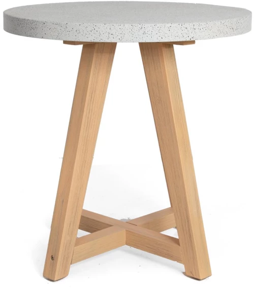 Bistro Noria τραπέζι με ξύλινη βάση και επιφάνεια terrazzo σε γκρι απόχρωση 70x75εκ