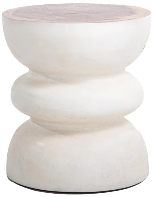 Najib σκαμπό από ξύλο Ινδονησίας Suar σε λευκή απόχρωση 40x45 εκ