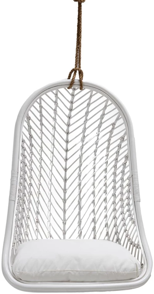 Astra White κρεμαστή πολυθρόνα από ρατάν σε λευκή απόχρωση με μαξιλάρι 85x72x124 εκ