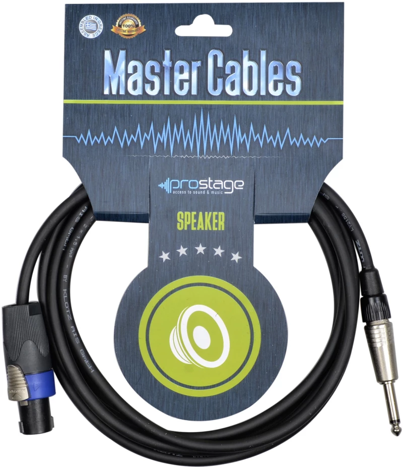Prostage SPJ-02 - Επαγγελματικό καλώδιο ηχείου 2x1.5mm Speakon - Jack 1/4 TS 2 μέτρα