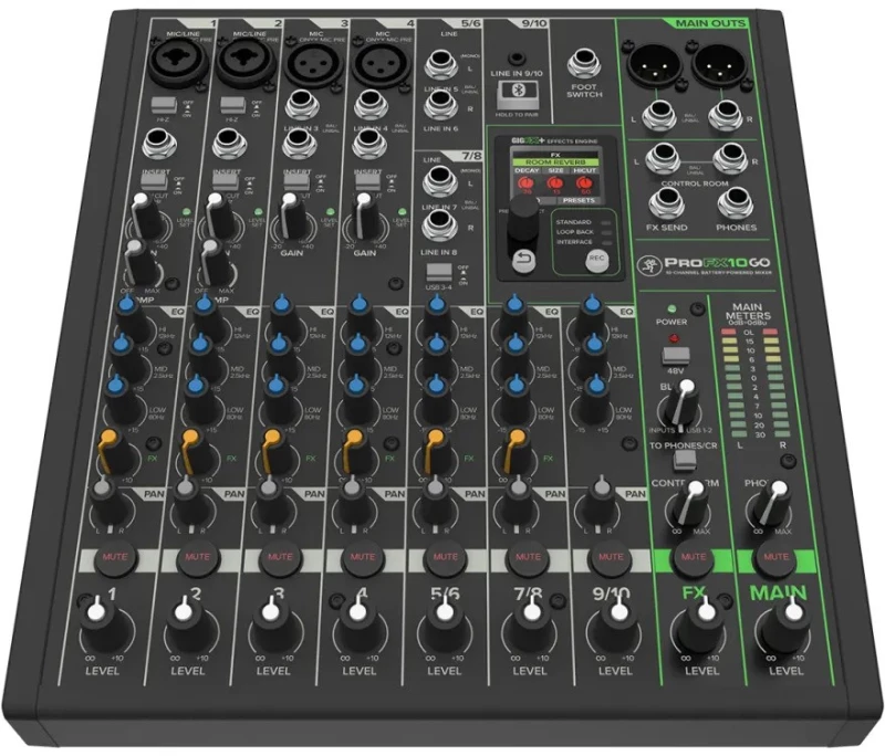 Mackie ProFX10 GO - Αναλογική κονσόλα ήχου 10 καναλιών με μπαταρία