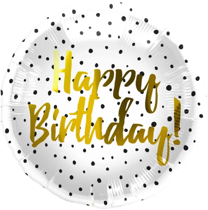 Μπαλόνι Foil Happy Dots Black 45εκ | Μπαλόνι Γενεθλίων σε Μαύρο + Λευκό
