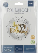 Μπαλόνι Foil Happy Dots Black 45εκ | Μπαλόνι Γενεθλίων σε Μαύρο + Λευκό