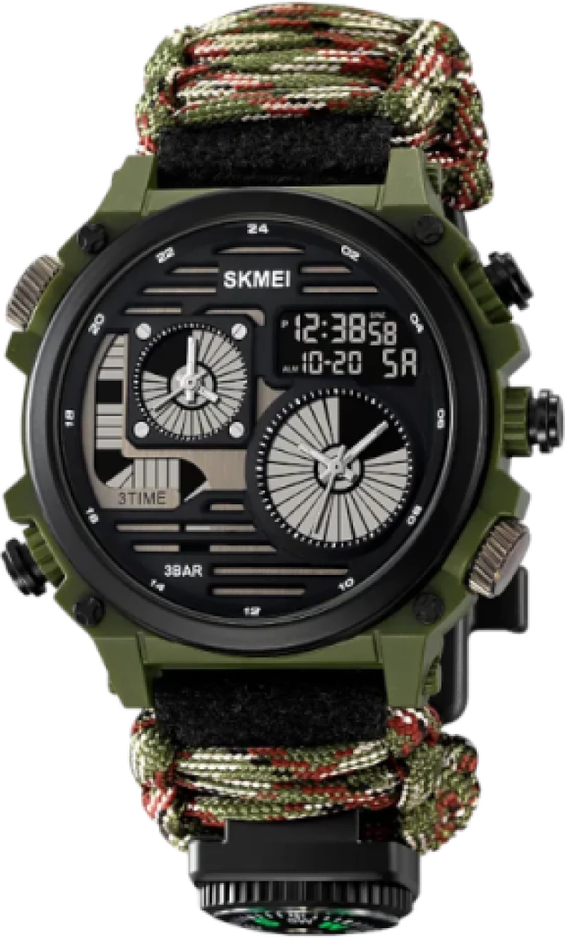 Ψηφιακό/αναλογικό ρολόι χειρός – Skmei - 2202 - Army Green Rope