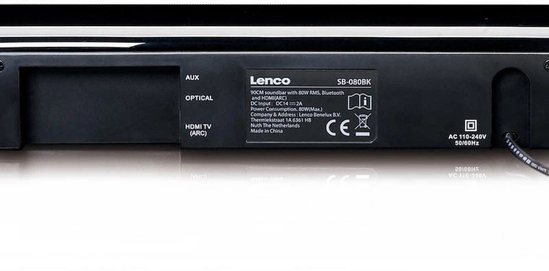 Lenco SB-080BK Soundbar 2.1 Bluetooth και HDMI 80W με Τηλεχειριστήριο Μαύρο