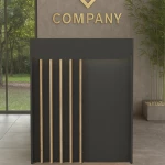 Γραφείο υποδοχής - reception Karibu με LED χρώμα ανθρακί - sepet oak 90x40x100εκ.