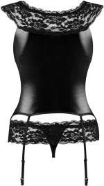 BEAUTY NIGHT FASHION RAVEN SET CORSET AND THONG BLACK