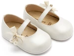 Babywalker Γοβάκι  Μονή Μπαρέτα με Φιογκάκι και Πέρλες PRI2646 Εκρού