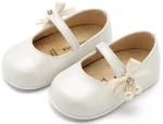 Babywalker Γοβάκι  Μονή Μπαρέτα με Φιογκάκι και Πέρλες PRI2646 Εκρού