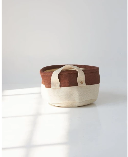 Boho Οικολογικό Λευκό Καλάθι με Σοκολά Φάσα Flynn 3 Μεγέθη Άσπρο - Μικρό - Άσπρο