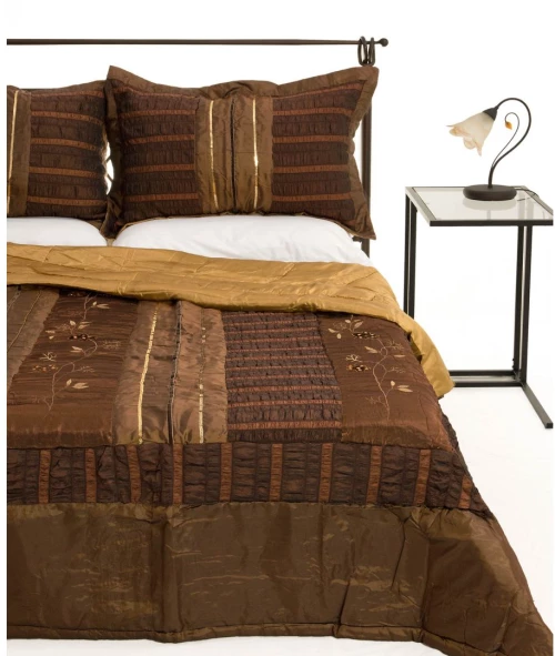 ΚΟΥΒΕΡΛΙ σετ (220cm x 240cm + 2 x 50cm x 70cm) 10506 καφέ της Silk Fashion