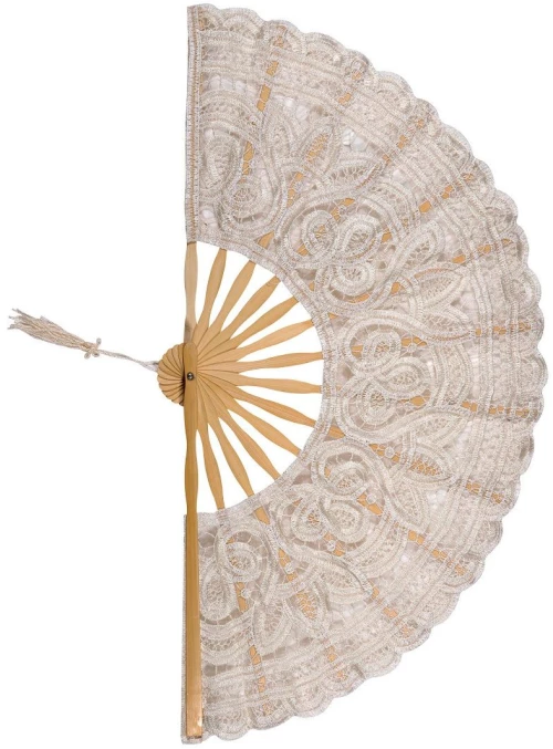 Χειροποίητη βεντάλια (22cm) μπέζ