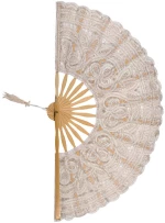 Χειροποίητη βεντάλια (22cm) μπέζ