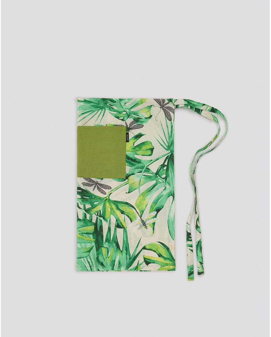 Εμπριμέ Ποδιά Μέσης με Πράσινη Τσέπη Palmeras Μέσης (61x65cm)