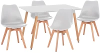 Σετ τραπεζαρίας VEGAS C21184 5τμχ MDF TOP Λευκό & Καρέκλες Λευκό - Φυσικό Οξιάς 120x60x74 εκ.