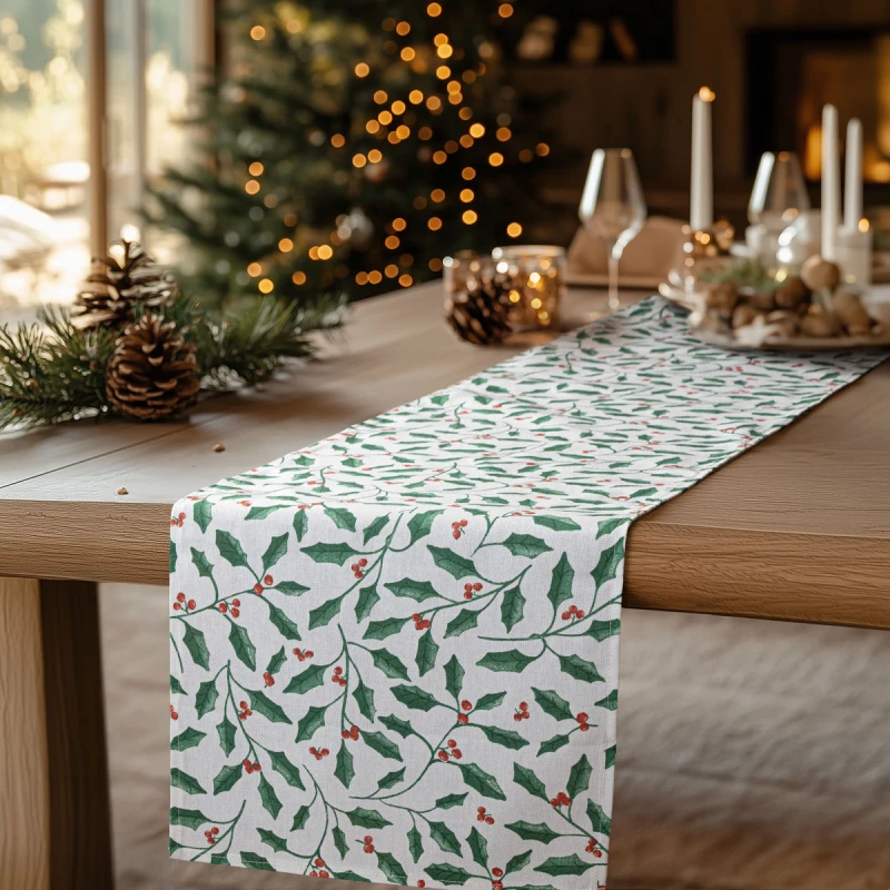 Beauty Home ΡΑΝΝΕΡ HOLLY BRANCH XMAS   32 cm x 1,5 m