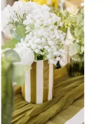 Beauty Home Κεραμικό Βάζο Iona Ριγέ Λαδί – Λευκό 9,5 x 13,5 CM