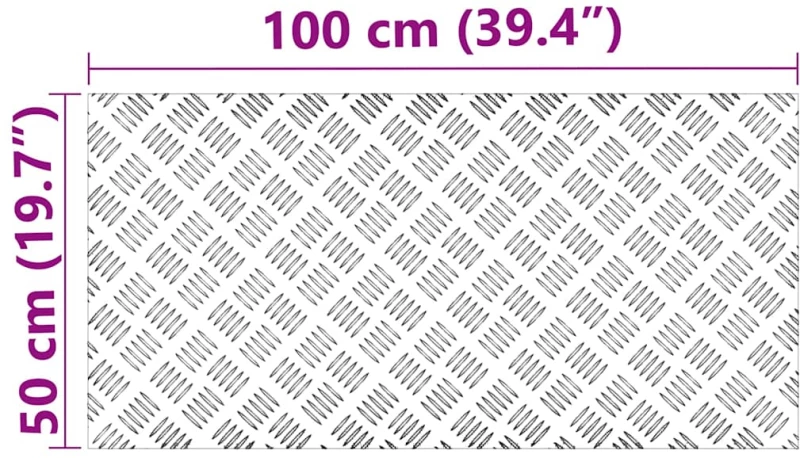 vidaXL Επιφάνειες Καρό 4 pcs Ασημί 100 x 50 cm Αλουμίνιο