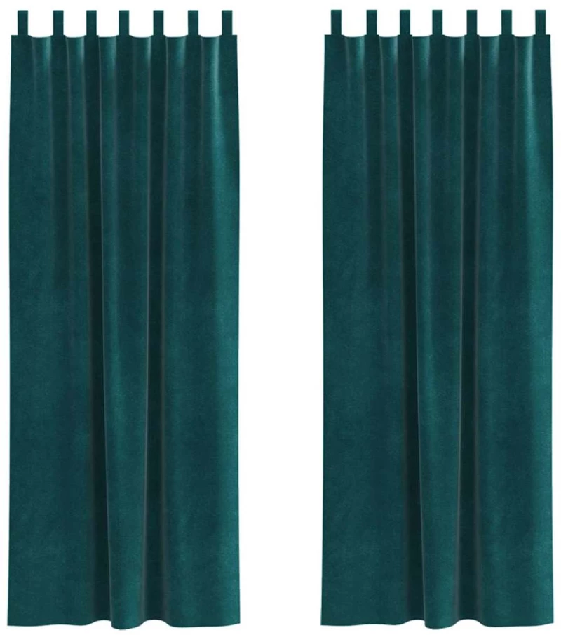 vidaXL Κουρτίνες 2 pcs Σκούρο πράσινο 140 x 260 cm Βελούδο