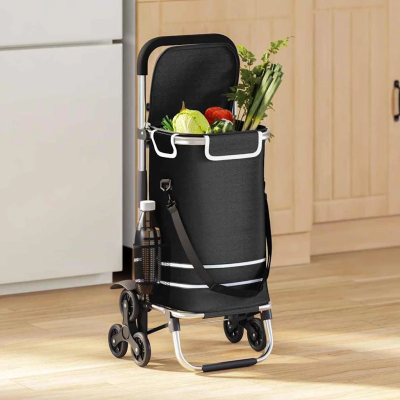 vidaXL Καρότσι Αγορών Μαύρο 47 x 39 x 100.5 εκ. Ύφασμα Oxford