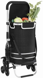 vidaXL Καρότσι Αγορών Μαύρο 47 x 39 x 100.5 εκ. Ύφασμα Oxford