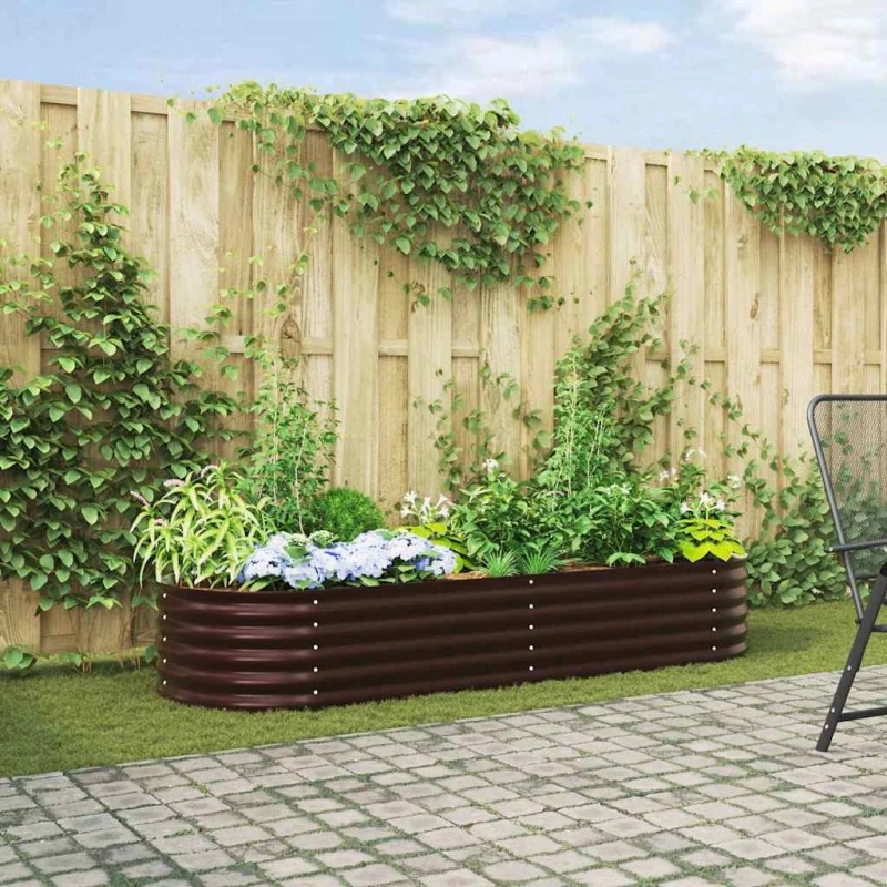 vidaXL Υπερυψωμένη Ζαρντινιέρα Καφέ 240 x 80 x 44 cm Ατσάλι