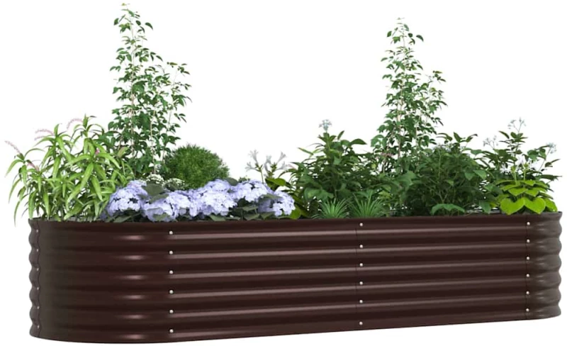 vidaXL Υπερυψωμένη Ζαρντινιέρα Καφέ 240 x 80 x 44 cm Ατσάλι