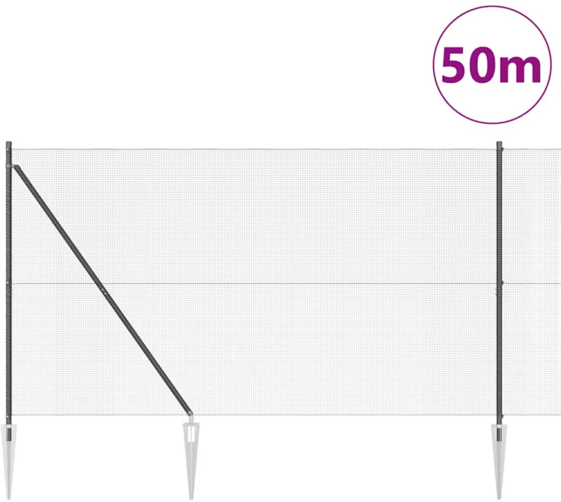 vidaXL Φράχτης με Στήλες. Γκρι 1.5 x 50 m Ατσάλι
