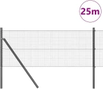 vidaXL Φράχτης με Στήλες. Γκρι 0.5 x 25 μ. Ατσάλι